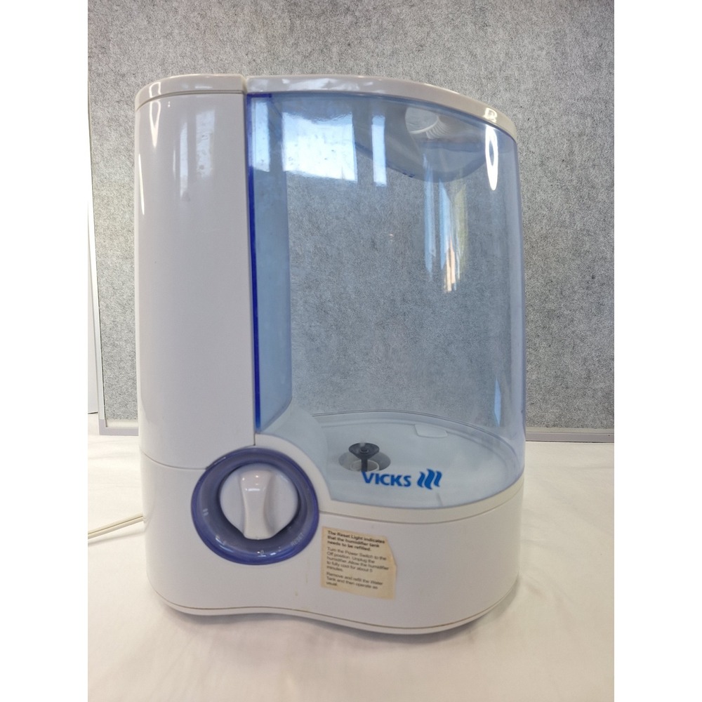 Vicks Warm Mist Humidifier with Medicine Cup Blue and White V745 Series